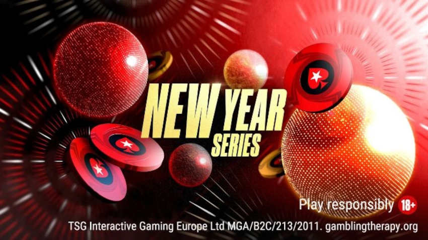 promo image for pokerstars new years sereies, running dec 25th 2022 - jan 17th 2023, with over $40 million guaranteed across 334 events..